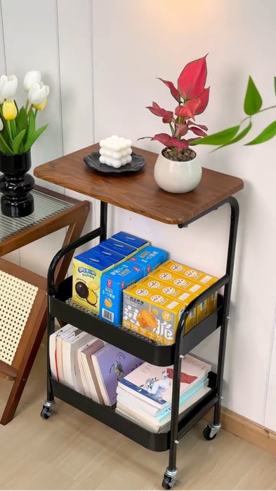 Trolley Cart Organizerwith wheels for kitchen, sala, or bedside use!#TrolleyCart #StorageRack #homeessentials #homefinds #trolleyorganizer #trolley