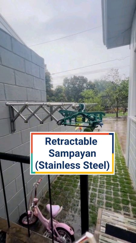 Retractable Sampaya Stainless Foldable Wall Mounted Clothes Rack Hanger Drying Rack #sampayan #retractablesampayan #wallmountedclothesrack #trending