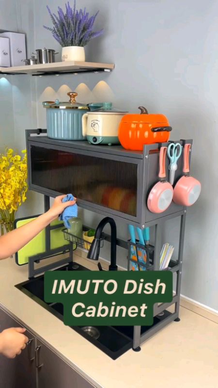 IMUTO Dish Cabinet Rack With Cover #imuto #dish #cabinet #dishrack #rack #plate #MasMuraSaShopee #FreeCoinsInShopeeVideo