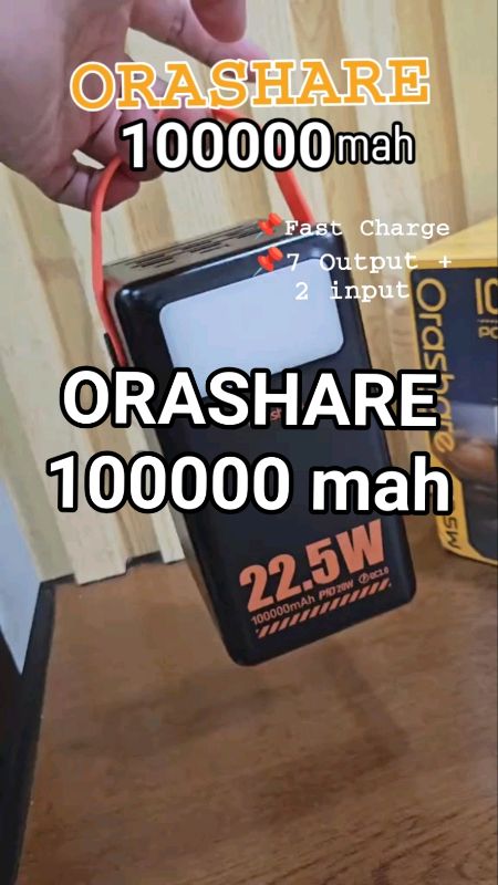 100000mah Powerbank✅ Super fast charge✅ 7output +2 input +Super Bright LED #Orashare #powerbank #100000mah #officialstore #FreeCoinsInShopeeVideo #fyp