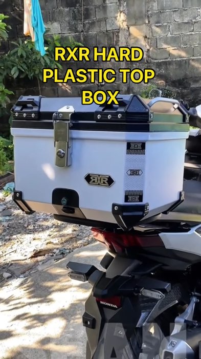 RXR 45L HARD PLASTIC TOP BOX DOUBLE LOCK WITH INNER LINING KASYA FULL FACE HELMET #rxr #hardplastic #topbox #universal #motorcycle #scooter #baseplate