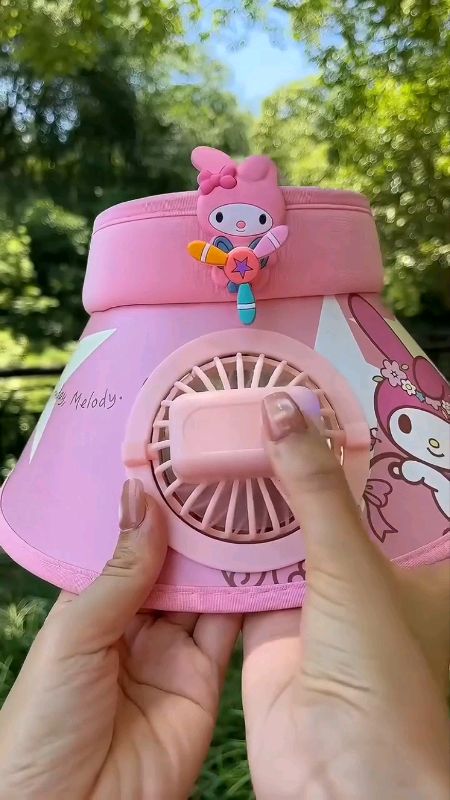 Children's Sanrio Kuromi Melody sun hat with fan cartoon summer travel sun hat Cinnamoroll boy baby boy girl sun hat #HugotSaShopee #kuromi #sunhat