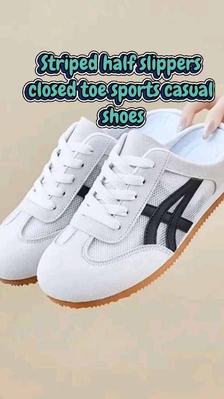 Striped half slippers closed toe sports casual shoes #ShopeePHPaydaySale #MasMuraSaShopee #halfshoes #viral #shopeefinds #fyp #legit