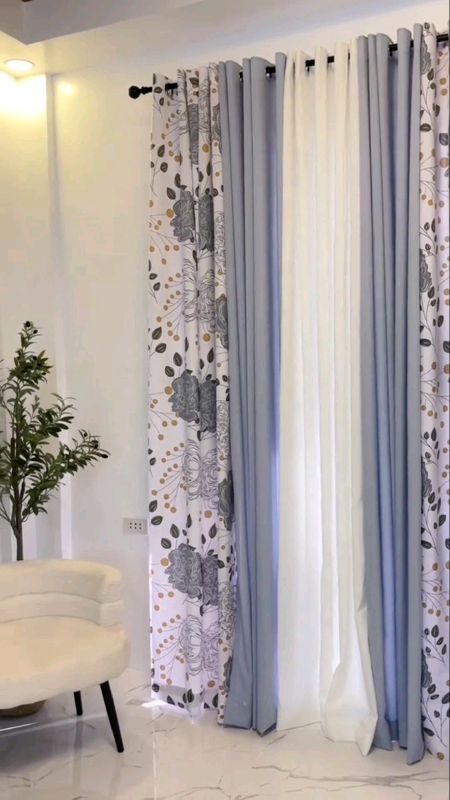 Gawing mas cozy at classy ang space mo with these modern light gray curtains 🤍 Perfect for living room or bedroom ✨ #HomeUpgrade #CozyHome #ctto