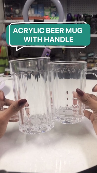 ACRYLIC BEER MUG WITH HANDLE #kitchenware #beer #mug #transparent #acrylic #affordable #mura #quality #fyp #checkthisout #shoppee #finds
