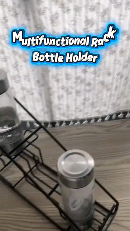 Syrup Rack Multifunctional Stainless Steel Wire 4 Compartment Bottle Holder Spice Shelf Wine Rack#rack #organizer #multifunction #fyp #trend