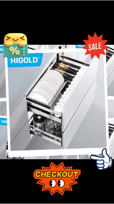 🔥🔥🔥 HIGOLD 600Mm Kitchen Cabinet Basket Pull Drawer 800Mm / 900Mm 304 Stainless Steel Dish Storage Rack