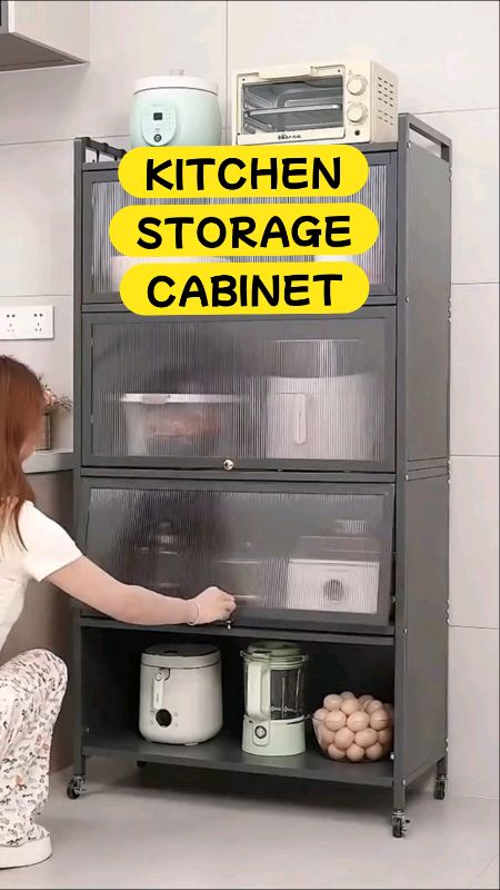DME Kitchen Multi-Layer Storage Cabinet Multi-Functional Small Appliance Storage Cabinet Dustproof And Insect-Proof #kitchencabinet #kitchenstorage