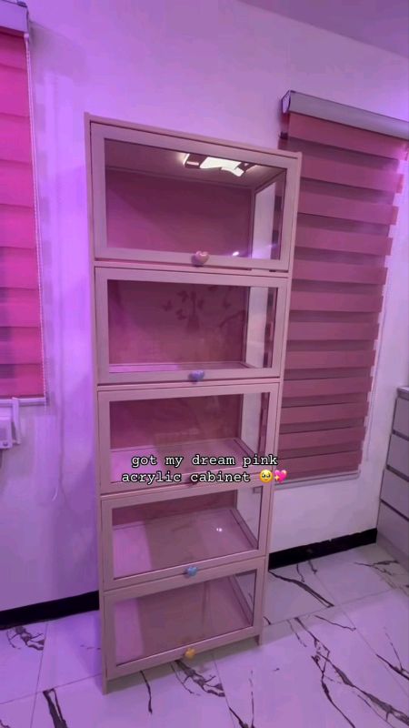 5-layer 80cm pink Acrylic Display Cabinet For Toy Shatterproof Dustproof Transparent Showcase #HugotSaShopee #5layer #rack #acrylic #pink #cabinet