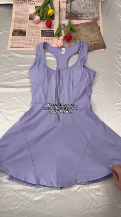 yoga dress woman nylon zipper one-piece sports dress outdoor running fitness quick dry #yoga #dress #sports #MasMuraSaShopee #Outfit #shopeefinds