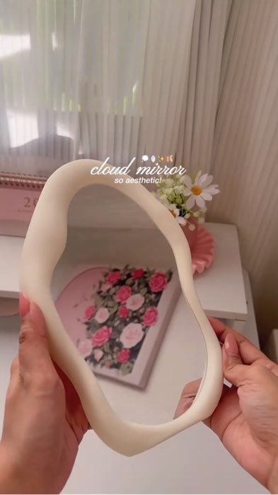 aesthetic cloud mirror #mirror #deskmirror #makeupmirror #mirrors #aestheticmirror #FreeCoinsInShopeeVideo #MasMuraSaShopee #cloudmirror #flowershape