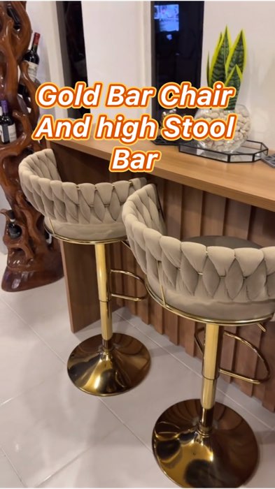 Gold Bar Chair And high Stool Bar Can Be Lifted And Light#murasashopee