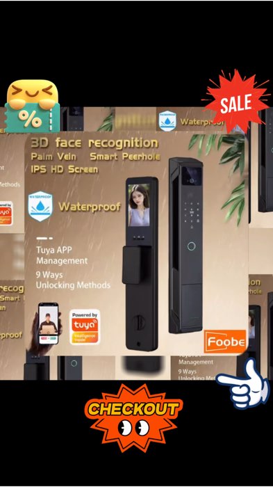 🔥🔥🔥Foobe IP65 Waterproof Smart Door Lock With Camera Tuya App Automatic Main Door Lock Face Recognition
