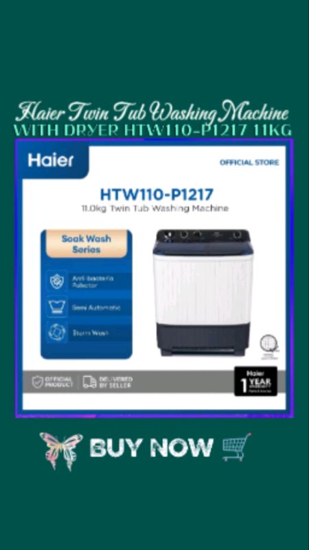 Haier Soak Wash Twin Tub Washing Machine with Dryer 9kg -16kg  #appliances #washingmachine #MasMuraSaShopee #HugotSaShopee #trending #viral #fyp #fy