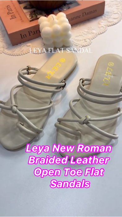 Leya New Roman Braided Leather Open Toe Flat Sandals #sandals #flat #trend #fyp #HugotSaShopee #MasMuraSaShopee #FreeCoinsInShopeeVideo