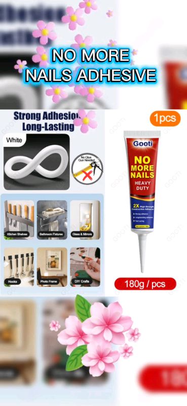 #Gooti #NoMoreNails #GootiNoMoreNails  #HeavyDuty #StrongAdhesive #Waterproof #QuickDrying #HomeImprovement #NoDrill #DIY #NailFree #ConstructionAdhes
