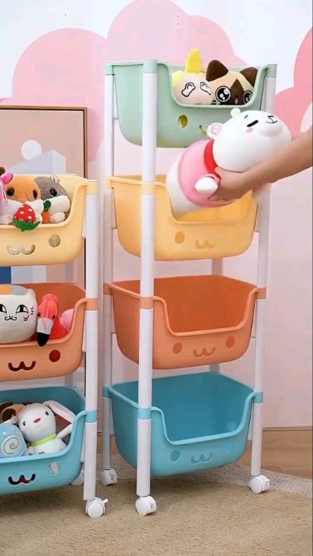 Trolley Cart Organizer Kids Toy Storage Organizer Plastic Storage Rack Organizer with Wheels #kidstoysorganizer #MasMuraSaShopee