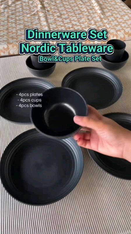 6/12/24PCS Dinnerware Set Nordic Plastic Tableware Bowl&Cups Plate Set Lightweight Plates #ShopeePHPaydaySale #MasMuraSaShopee #HugotSaShopee #buynow