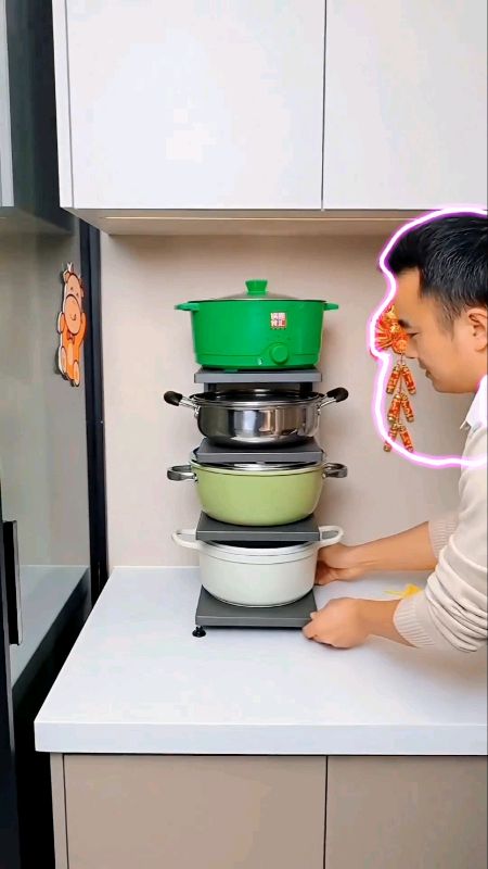 Kitchen Pan Organizer Pot Rack Adjustable