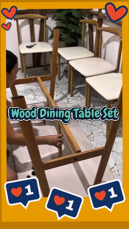 Dining Table Set #ShopeePHPaydaySale  #FreeCoinsInShopeeVideo  #MasMuraSaShopeeVideo #table #wood #dining #set #Kitchen #Home #nordic #solid #chair