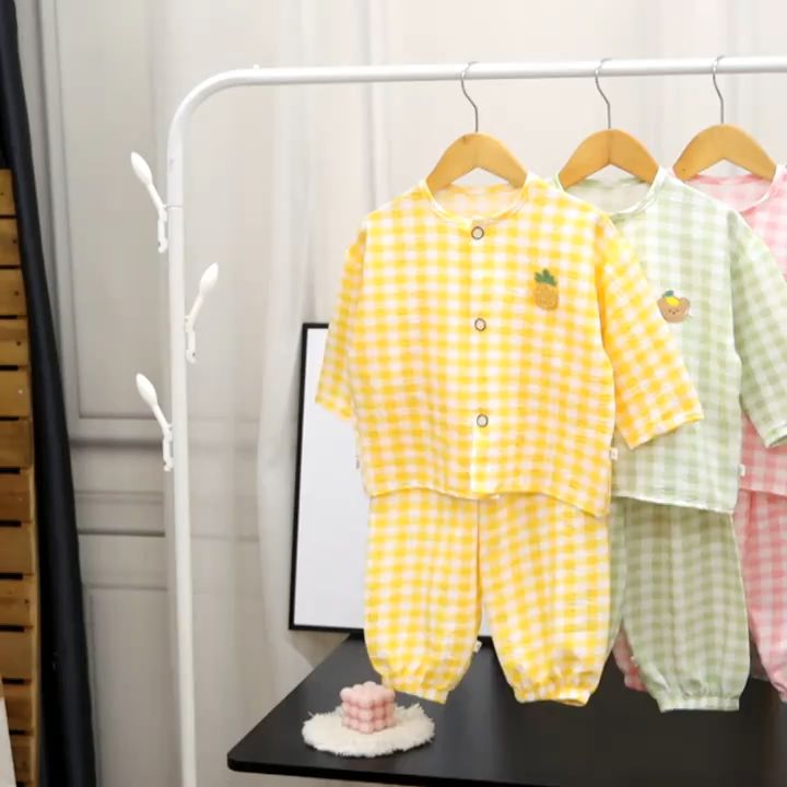 Kids Cute Cotton Cardigan Suit Pajama Unisex Sleepwear For Kids 6 Months-7 Yrs