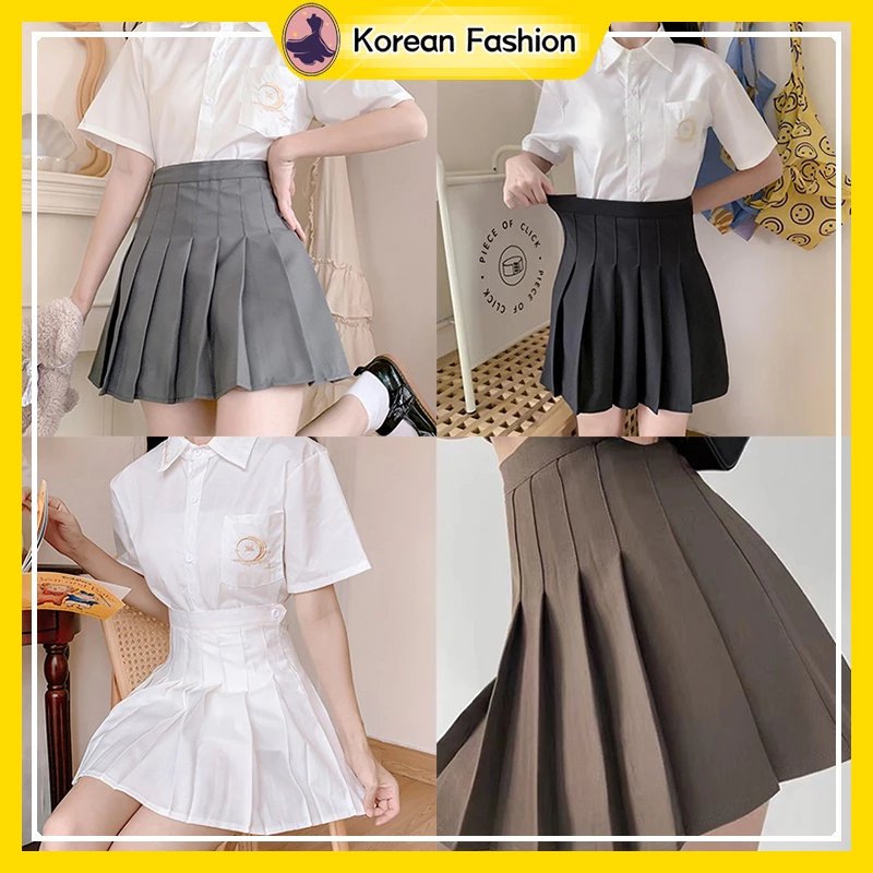 Korean Fashion Womens High Waist Skirt Slim Pleated Skirt Skater Tennis School Skirt Safety Trousers