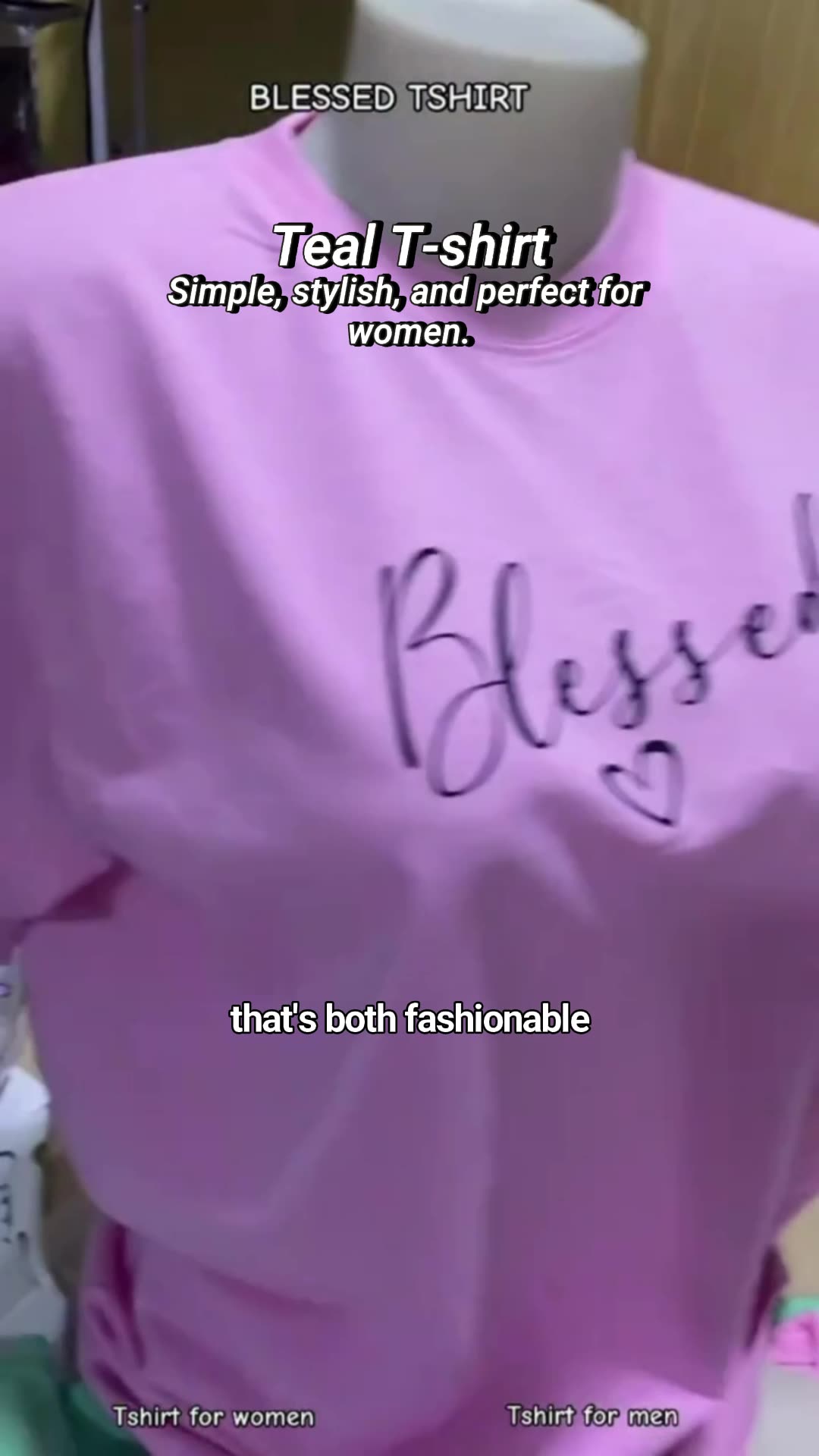 [Teal T-shirt]New Blessed Simple Letter T-shirt For Women Fashion Basic Round Neck Unisex Tees
