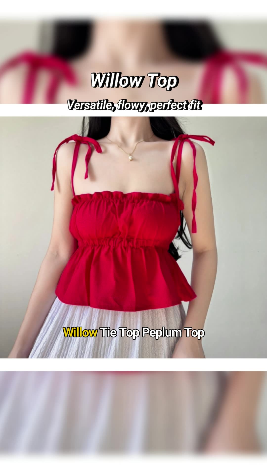 #top #peplum #ribbon #cute #korean #tops #spaghettistrap #satiny #silky #ribbon