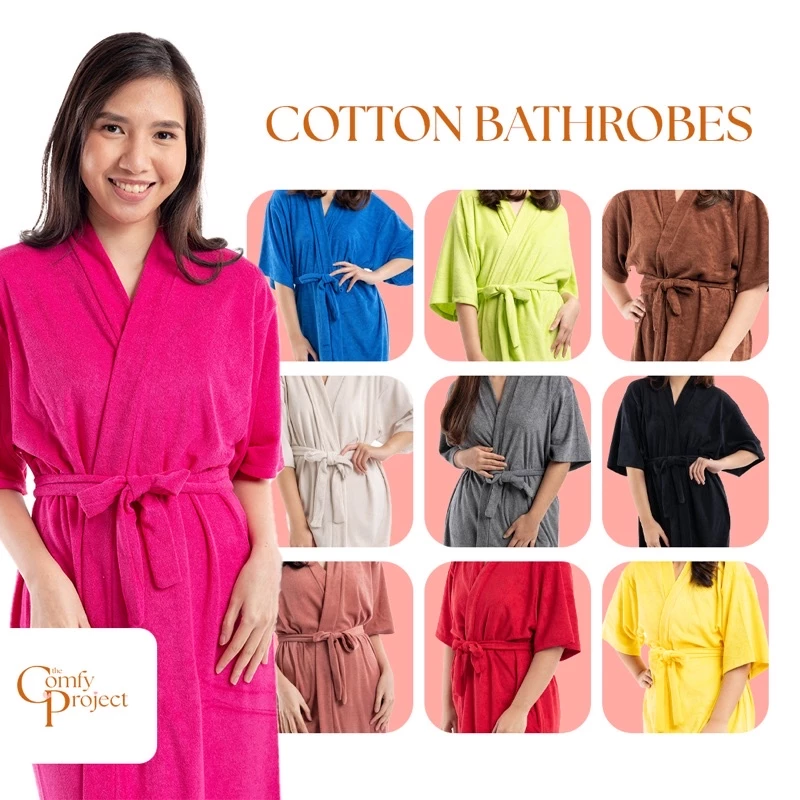 Adult Bathrobe Plain Cotton Towel (Free Size - Fits up to 2XL Plus Size and Unisex)