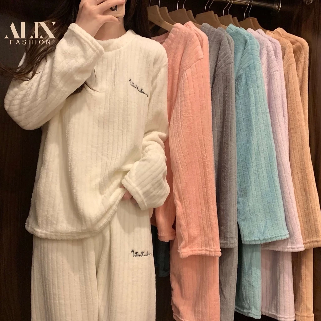 【ALin】Pajamas Terno Sleepwear for Women Tops Long Pants Loungewear